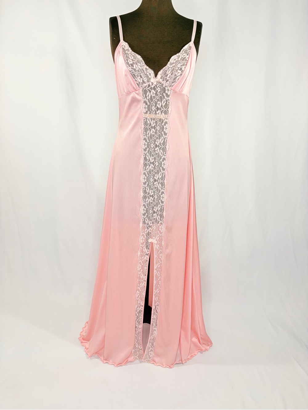 Vintage Darling Toronto Pink Lace Nylon Nightgown Maxi Slip Small